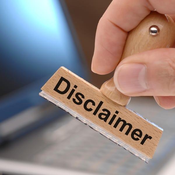 Stempel met tekst disclaimer erop